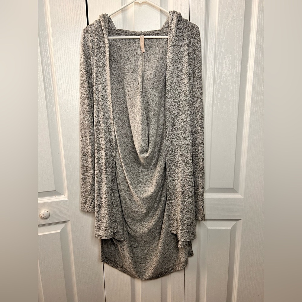 Athleta Harmony Hooded Wrap Cardigan Womens Size Small Gray Heathered Rayon